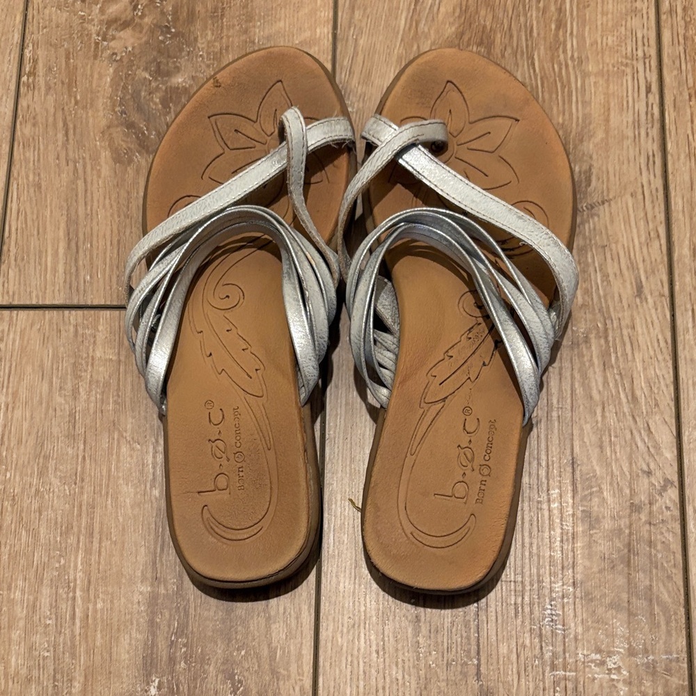 b.o.c. Metallic Silver Multi-Strap Women's Sandals